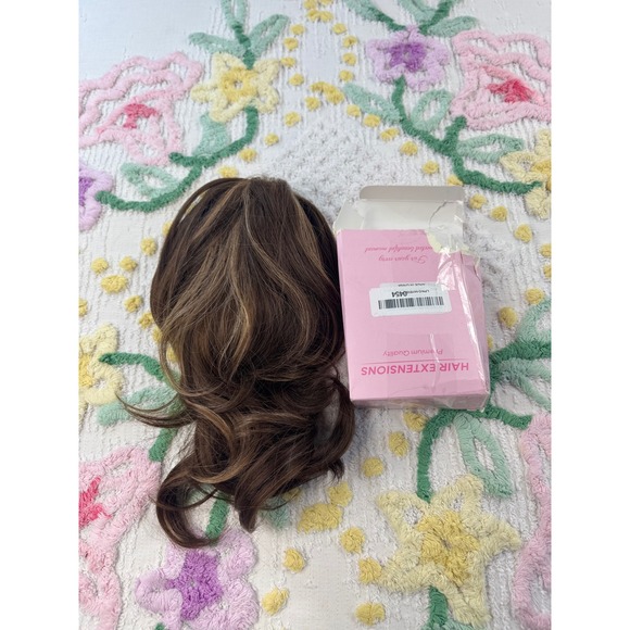 Clip In Hair Extensions Brown Blonde Highlights Wavy Claw Clip Ponytail Bun - Picture 6 of 6